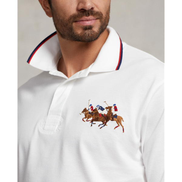 White Triple-Pony Mesh Polo Shirt Big & Tall 6