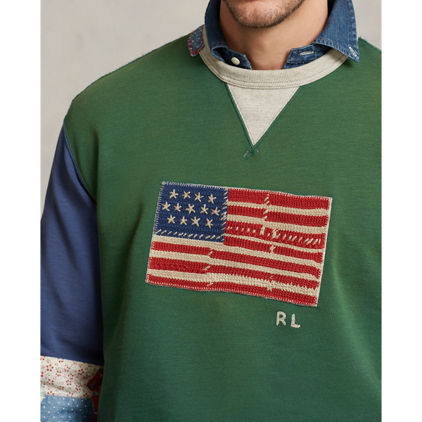 大勧め Fleece Patchwork-Sleeve Flag Sweatshirt Lauren Ralph | アウトドア寝具