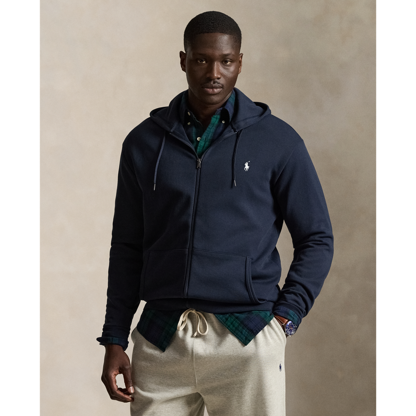 Мужское худи Ralph Lauren Double-Knit Full-Zip, цвет: Тёмно-синий — фото 4
