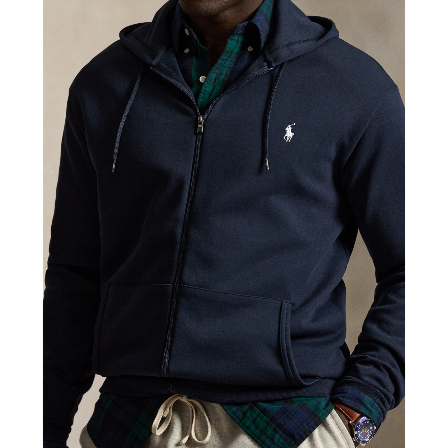 Мужское худи Ralph Lauren Double-Knit Full-Zip, цвет: Тёмно-синий — фото 3