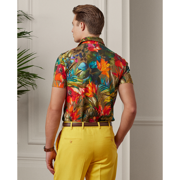 Leyton Floral Olive Custom Slim Floral Jersey Polo Shirt Purple Label 5