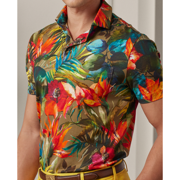Leyton Floral Olive Custom Slim Floral Jersey Polo Shirt Purple Label 6