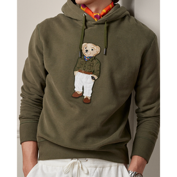 Fleece-Pullover mit Polo Bear Purple Label in Olivgr&uuml;n/Nacht 6