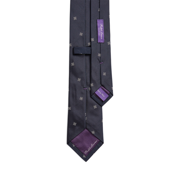 Navy Patterned Silk Tie Purple Label 2