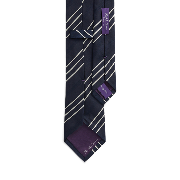 Navy Striped Silk Faille Tie Purple Label 2
