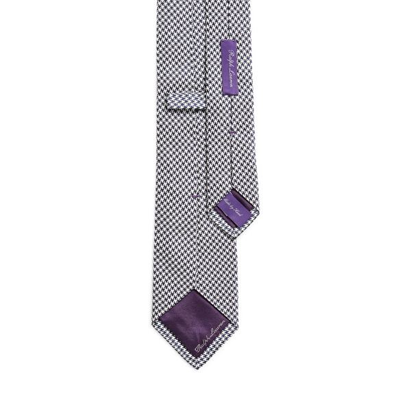 Navy/White Houndstooth Silk Tie Purple Label 2