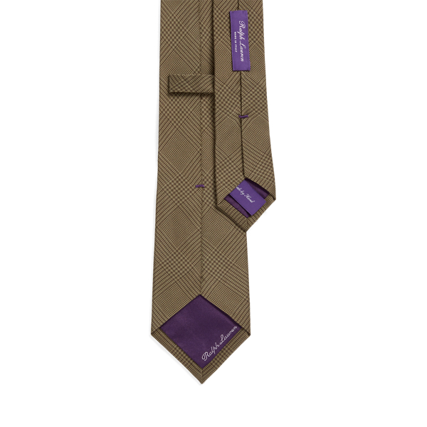 Zijden foulard das met Glen-ruitmotief Purple Label in Olive 2