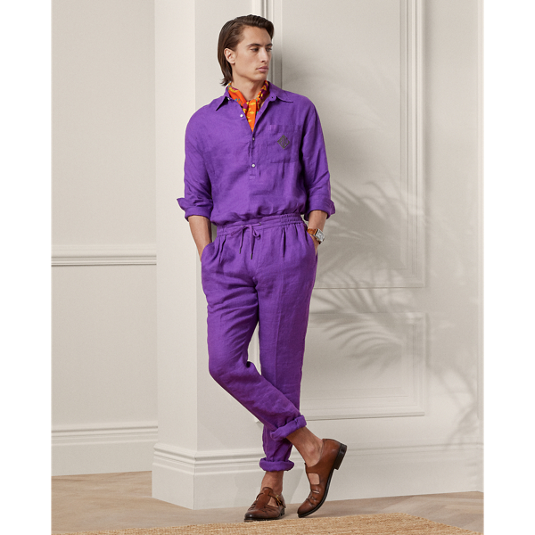 Linen Monogram Popover Shirt for Men | Ralph Lauren® JO