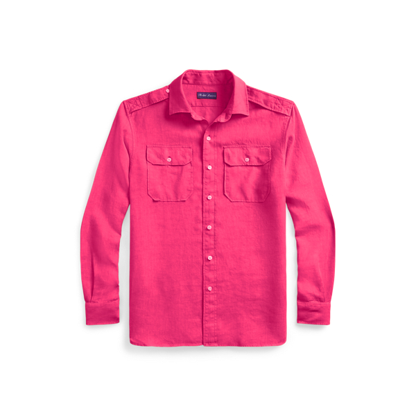 Flamenco Pink Textured Linen Dobby Shirt Purple Label 2
