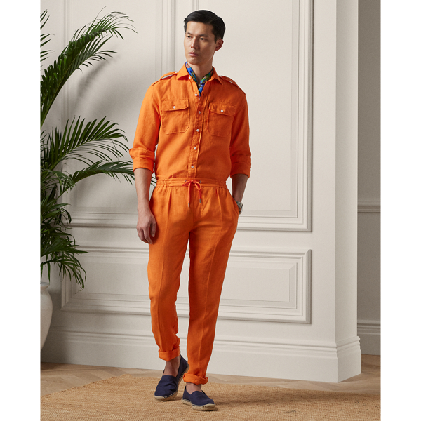 Hemd aus Leinen-Rati&egrave;re Purple Label in Oranger Mohn 4