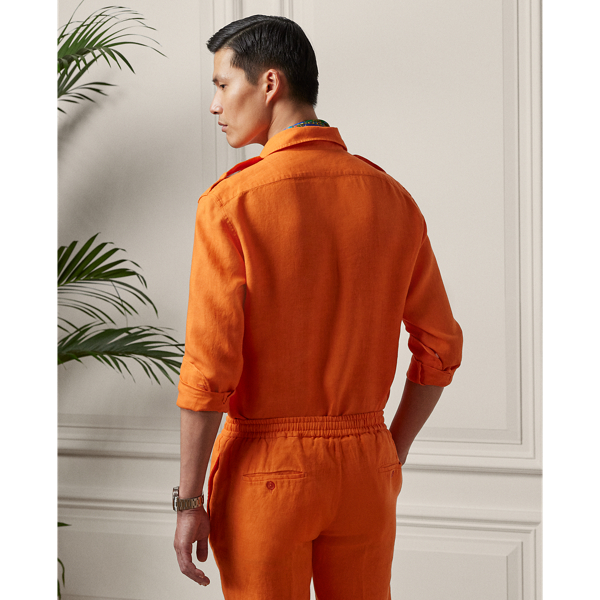 Hemd aus Leinen-Rati&egrave;re Purple Label in Oranger Mohn 5