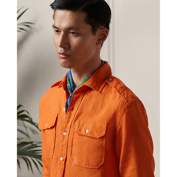 Hemd aus Leinen-Rati&egrave;re Purple Label in Oranger Mohn 6