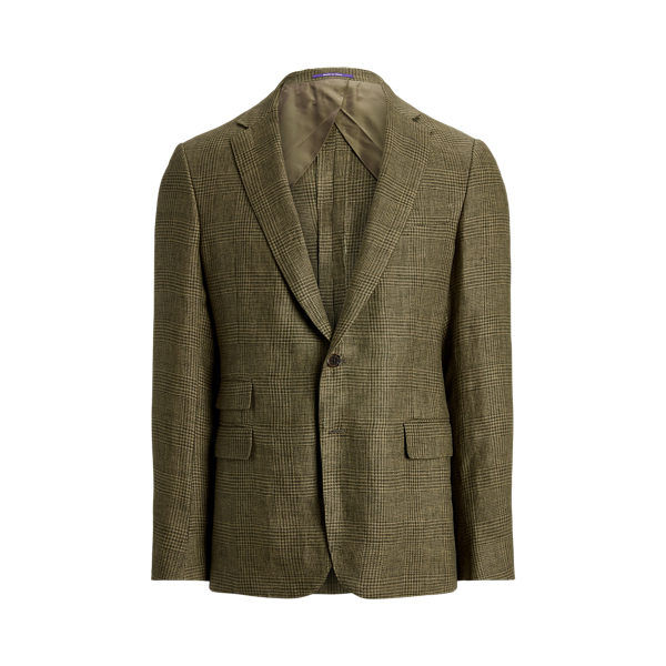 Kent Hand-Tailored Plaid Linen Jacket Purple Label 1