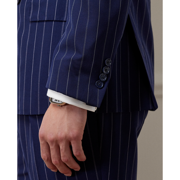 Brazil Blue/Cream Ralph Handmade Striped Wool Suit Jacket Purple Label 7