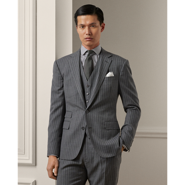 Medium Grey And Cream Ralph Handmade Striped Wool-Blend Suit Purple Label 4