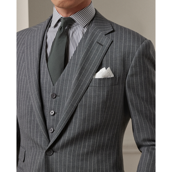 Medium Grey And Cream Ralph Handmade Striped Wool-Blend Suit Purple Label 6