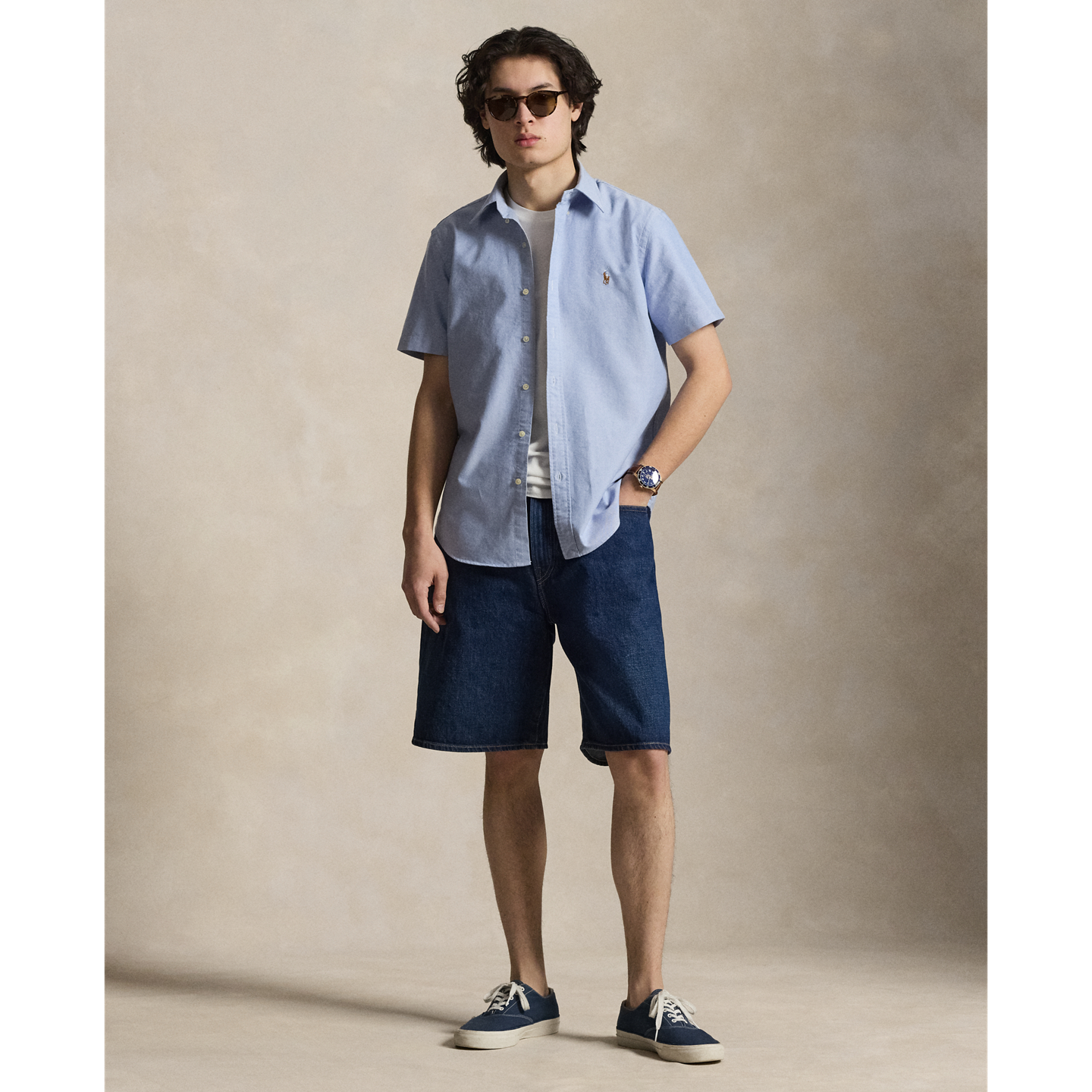 Мужская рубашка Ralph Lauren Classic Fit Oxford, цвет: Синий — фото 1