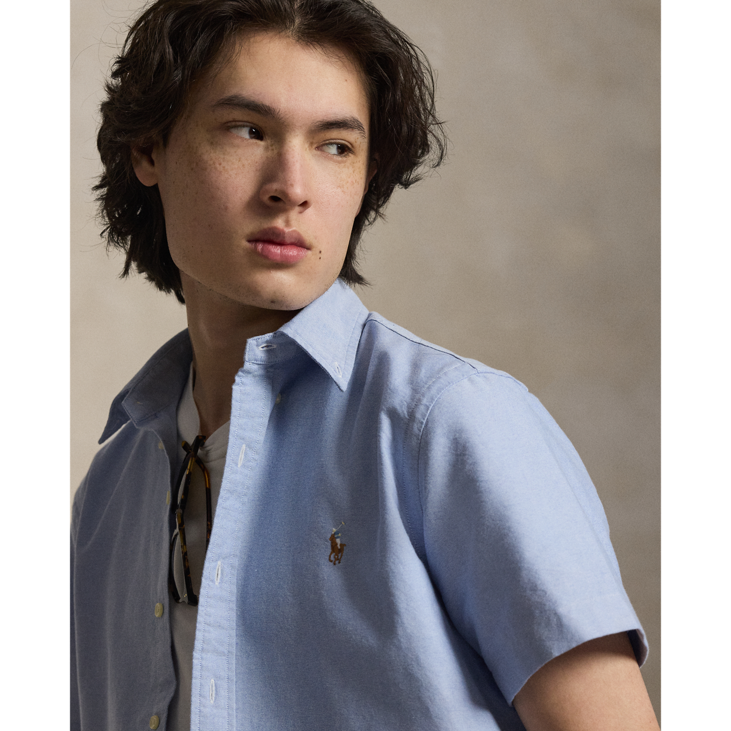 Мужская рубашка Ralph Lauren Classic Fit Oxford, цвет: Синий — фото 3