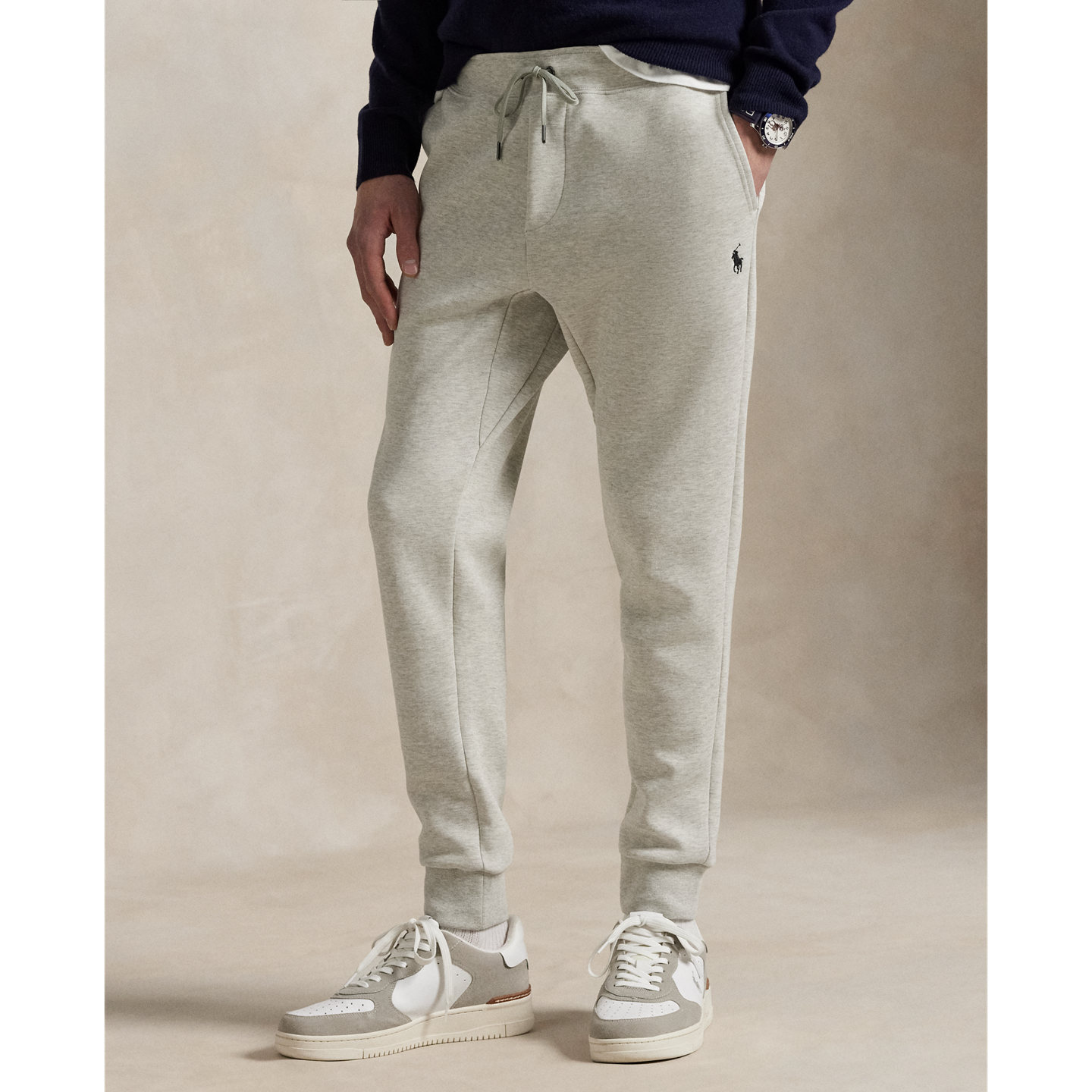 Мужские брюки Ralph Lauren Double-Knit Jogger Pant, цвет: Светлый меланжевый — фото 1