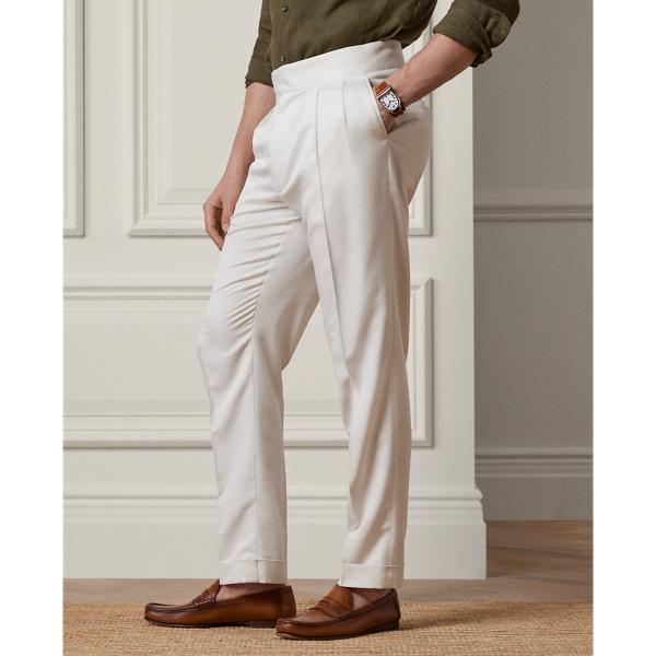 Cream Hand-Tailored Silk Gabardine Trouser Purple Label 4