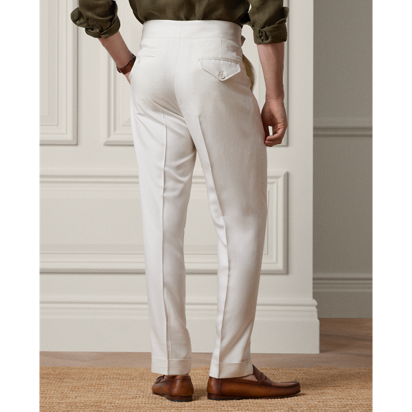 Cream Hand-Tailored Silk Gabardine Trouser Purple Label 5