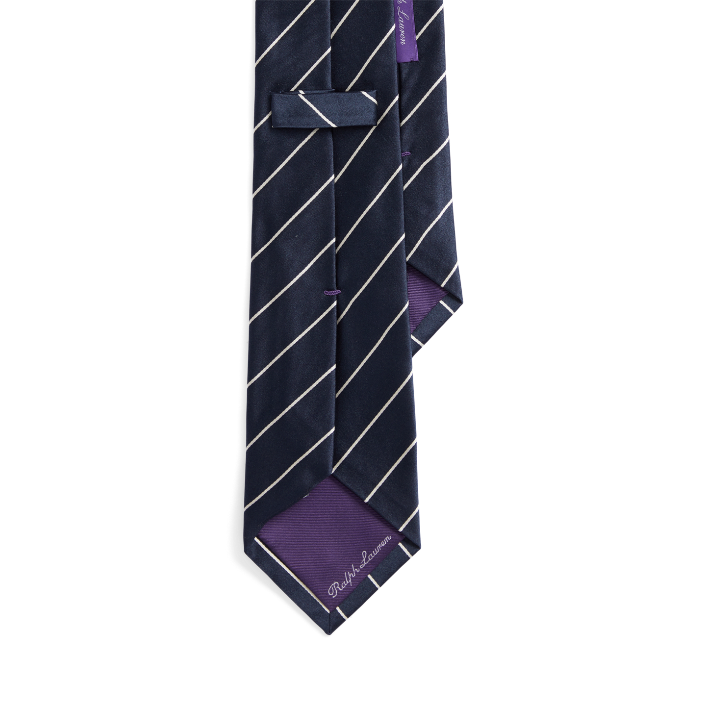 Мужской галстук Ralph Lauren Striped Silk Satin Tie, цвет: Тёмный тёмно-синий — фото 1
