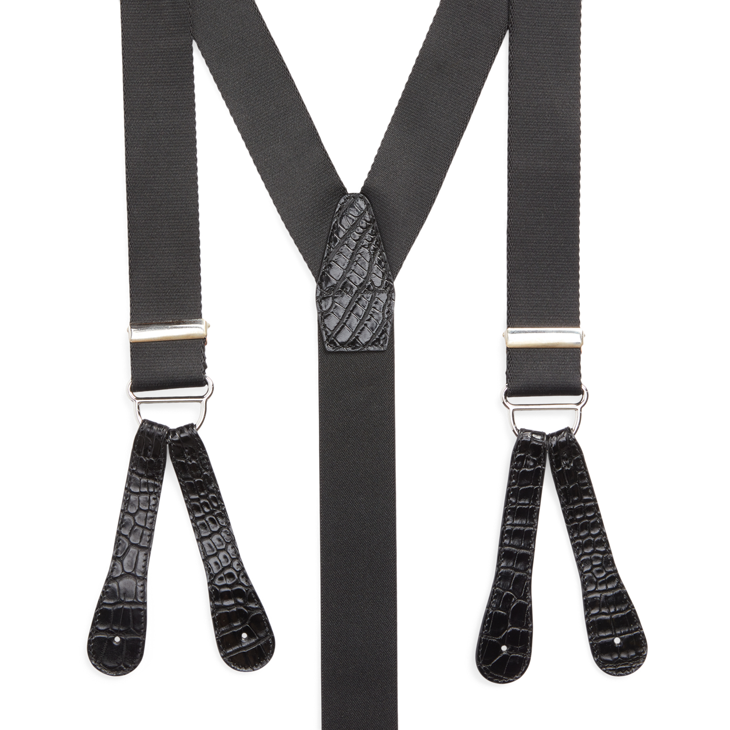 Мужские подтяжки Ralph Lauren Alligator-Trimmed Suspenders, цвет: Чёрный — фото 1