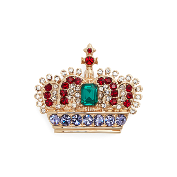 Rhinestone-Embellished Crown Pin