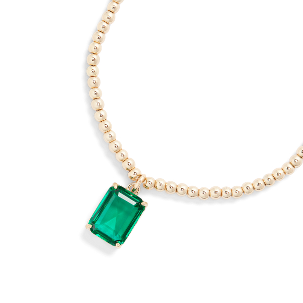 Gold/Green Stone Charm Beaded Flex Bracelet Lauren 2