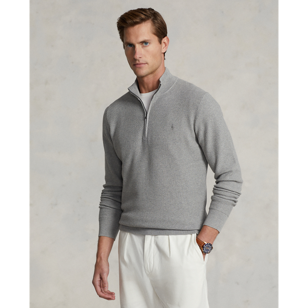 Men s Grey Quarter Zip Sweaters Ralph Lauren