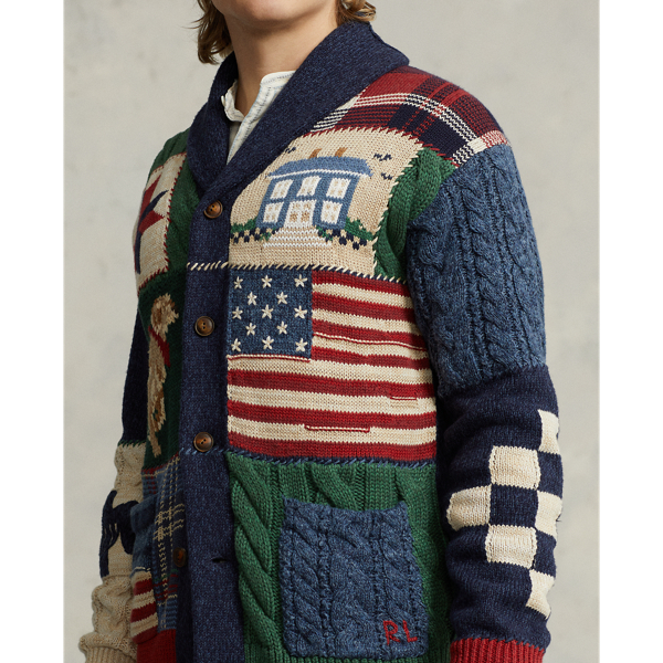 Polo ralph lauren patchwork cardigan hot sale