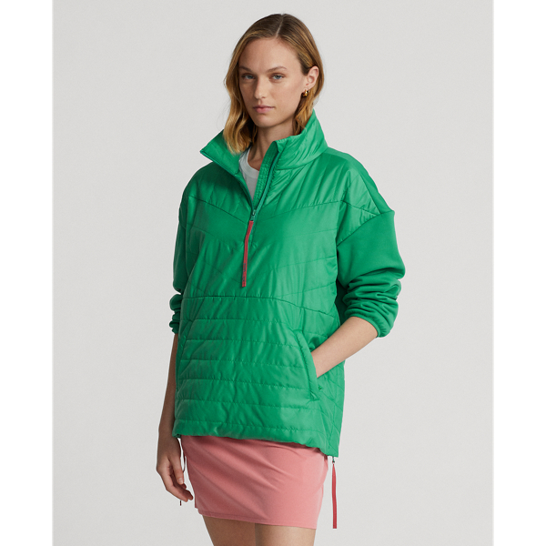 Raft Green/Desert Rose Quilted-Panel Hybrid Pullover RLX 1