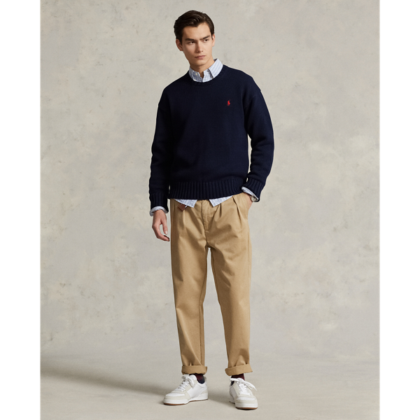Hunter Navy Big Fit Cotton Crewneck Sweater Polo Ralph Lauren 4