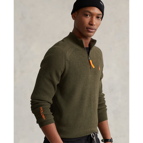Canopy Olive Heather Performance Quarter-Zip Sweater Polo Ralph Lauren 6