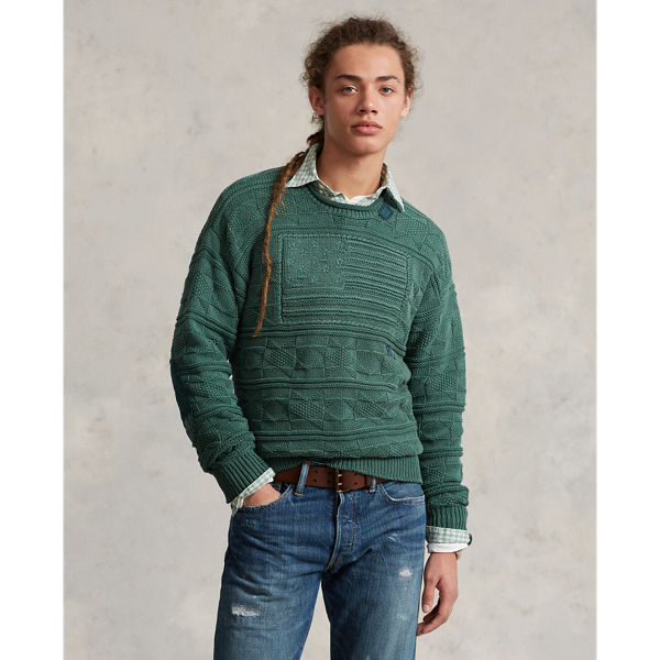 Flaggenpullover mit gerolltem Kragen