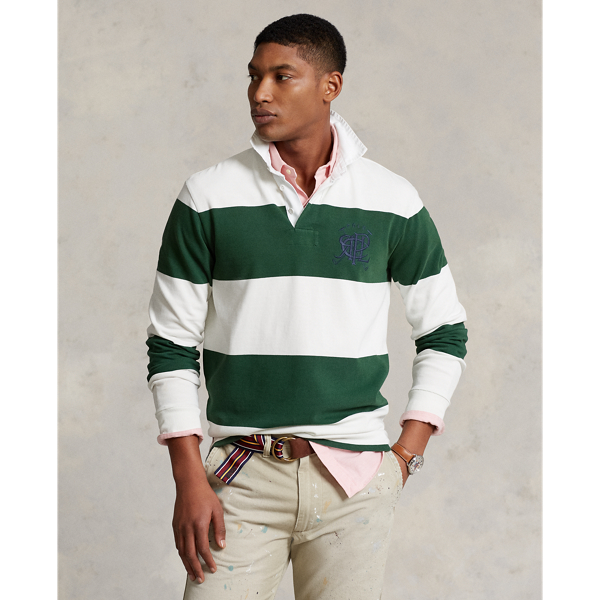 Classic Fit Crest Striped Rugby Shirt for Men Ralph Lauren UK