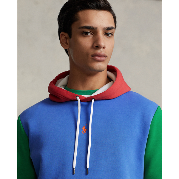 Maidstone Blue Multi Color-Blocked Double-Knit Hoodie Polo Ralph Lauren 6
