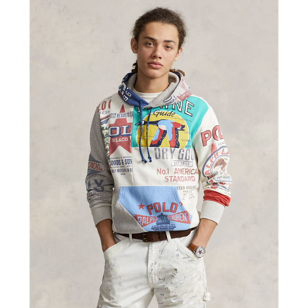 Patchwork Fleece Graphic Hoodie for Men Ralph Lauren QA