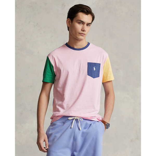 Carmel Pink Multi Classic Fit Jersey Pocket T-Shirt Polo Ralph Lauren 1