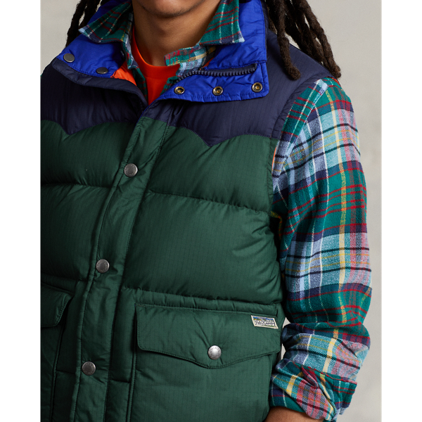 New Forest/Newport Navy Water-Repellent Down Western Vest Polo Ralph Lauren 6