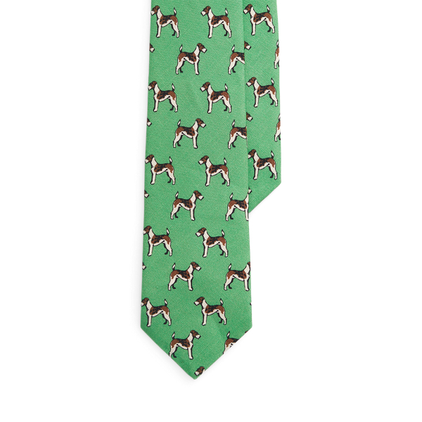 Terrier-Print Linen Tie Polo Ralph Lauren 1