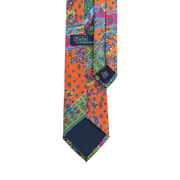 Orange Print Silk Tie Polo Ralph Lauren 2