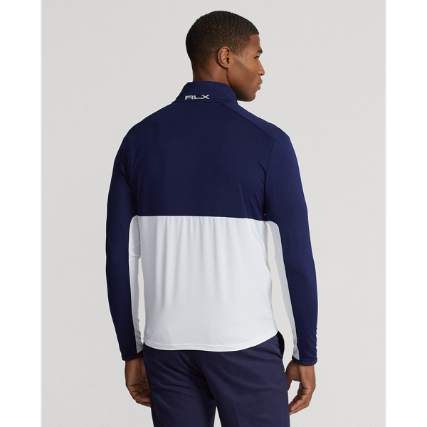Refined Navy/White Classic Fit Color-Blocked Pullover RLX 5