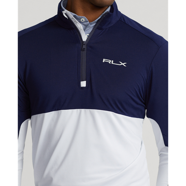 Refined Navy/White Classic Fit Color-Blocked Pullover RLX 6
