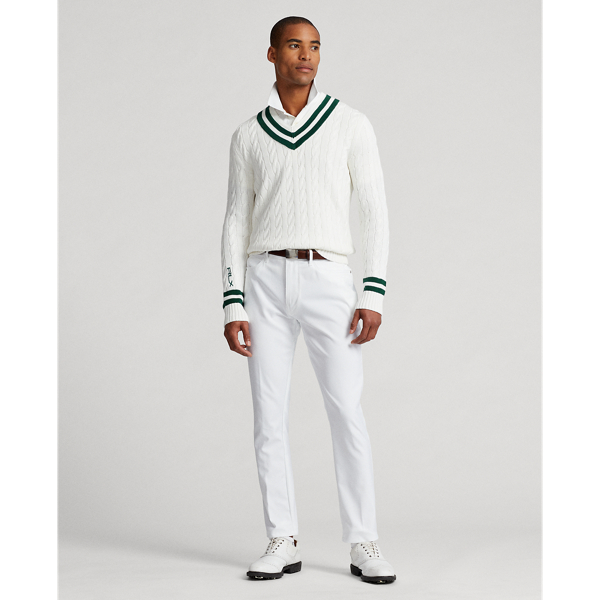 Ceramic White/New Forest Cable-Knit Cotton Cricket Sweater RLX 4
