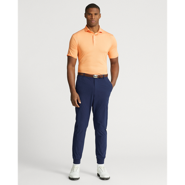 Classic Peach/White Classic Fit Striped Jersey Polo Shirt RLX 4