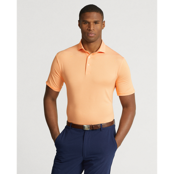 Classic Peach/White Classic Fit Striped Jersey Polo Shirt RLX 1