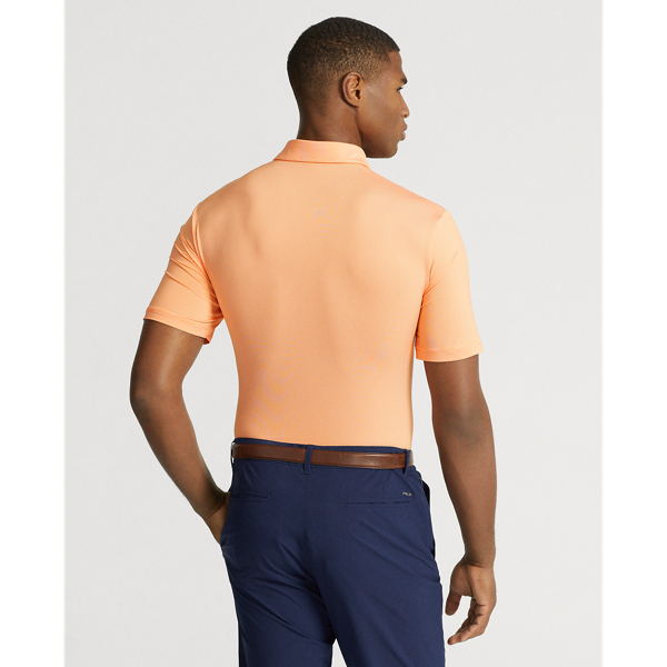 Classic Peach/White Classic Fit Striped Jersey Polo Shirt RLX 5