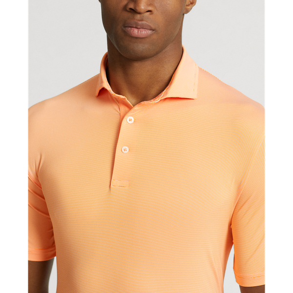 Classic Peach/White Classic Fit Striped Jersey Polo Shirt RLX 6