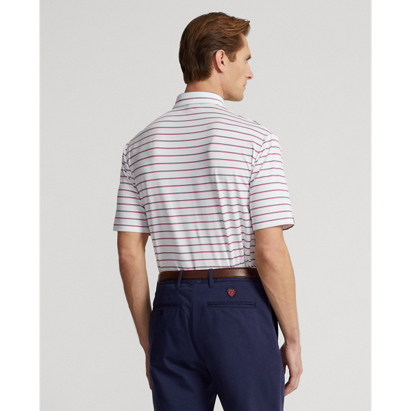 Ceramic White Multi Classic Fit Striped Jersey Polo Shirt RLX 4